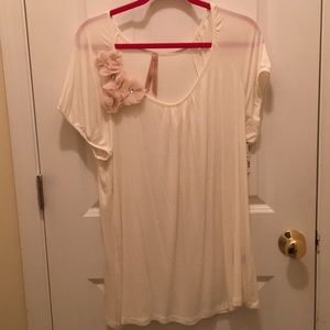 Super Soft Cream Blouse with Flower Detail